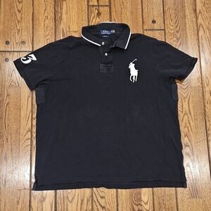 Polo Ralph Lauren Men’s XXL Custom Fit Black Polo Shirt Big Pony Logo #3